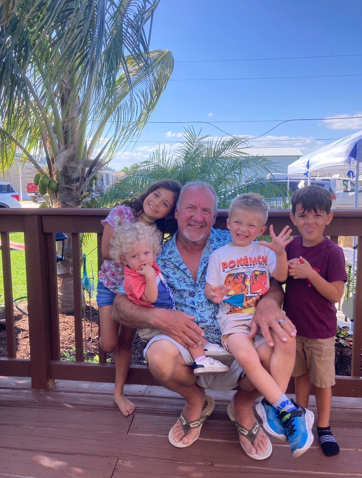 Captain D with all the grandkids, his first mates in training